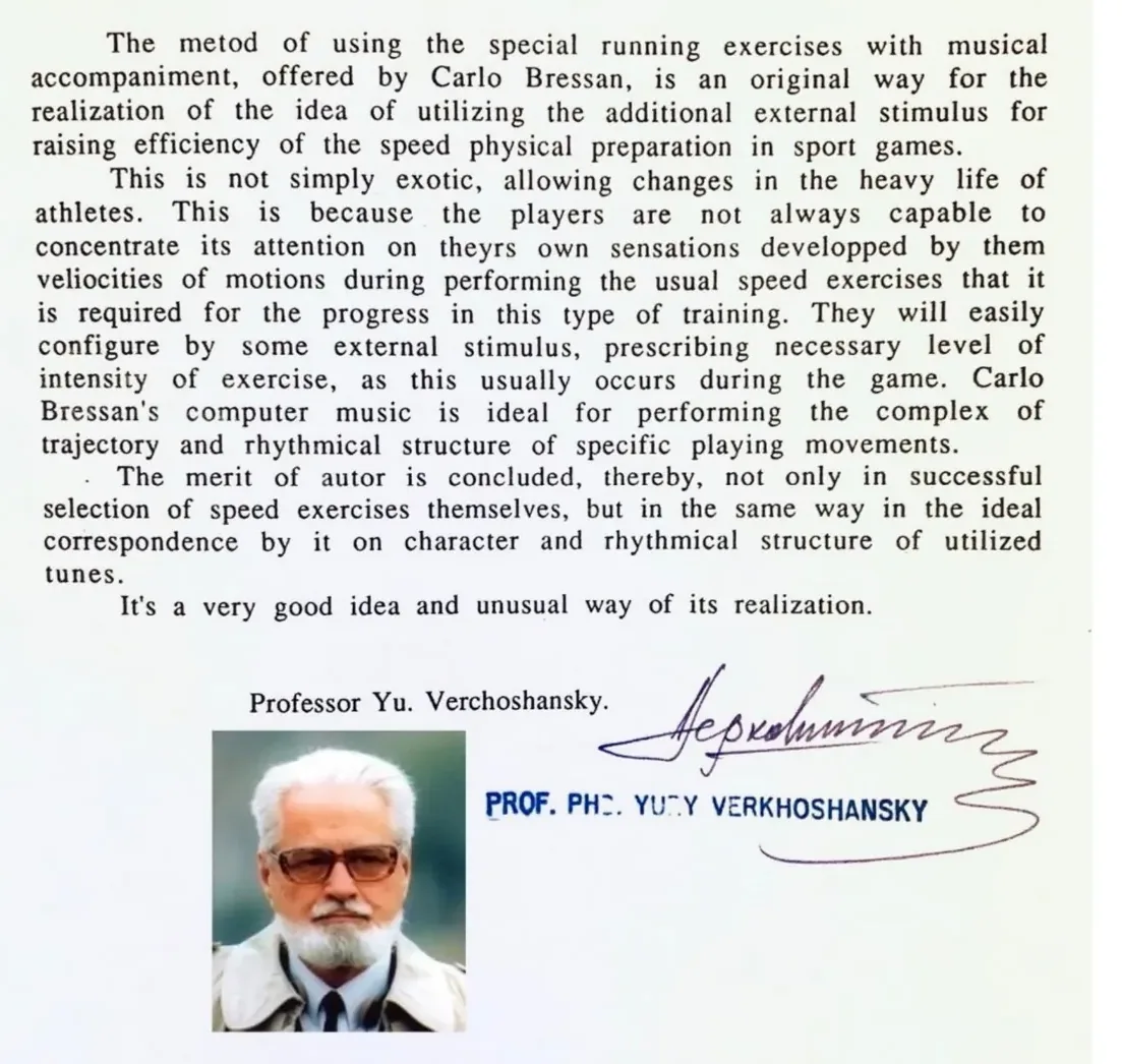 Lettera firmata del Prof. Yuri Verkhoshansky sul Metodo Bressan: 'un'ottima idea, realizzata in modo insolito'